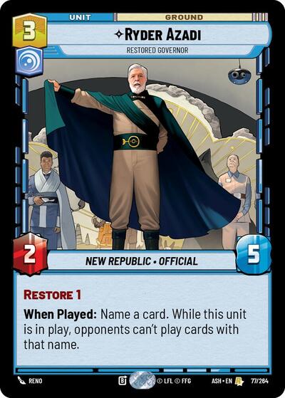 Ryder Azadi - Restored Governor - Ashes of the Empire Star Wars spoiler