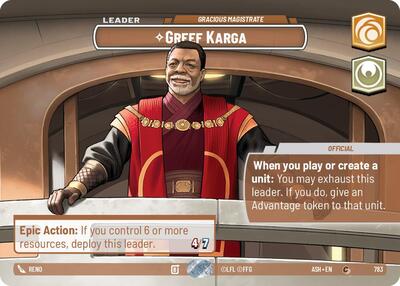 Greef Karga - Gracious Magistrate (Showcase) - Ashes of the Empire Star Wars spoiler