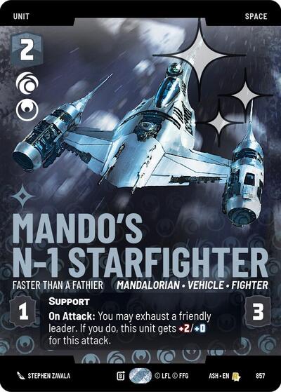 Mando's N-1 Starfighter - Faster than a Fathier (Prestige Foil) - Ashes of the Empire Star Wars spoiler